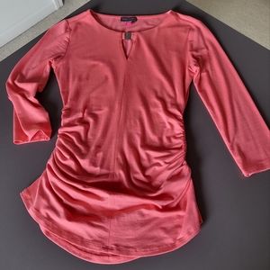 Vince Camuto 7/8 Sleeve Ruched Side Top Watermelon Red PXXS